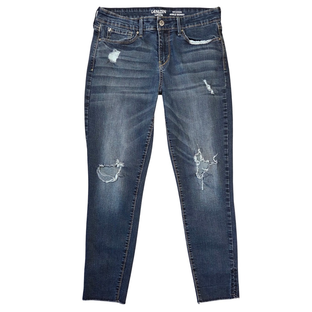 Denizen from Levi's Modern Ankle Skinny Jeans Distressed Dark Wash Blue Women 10